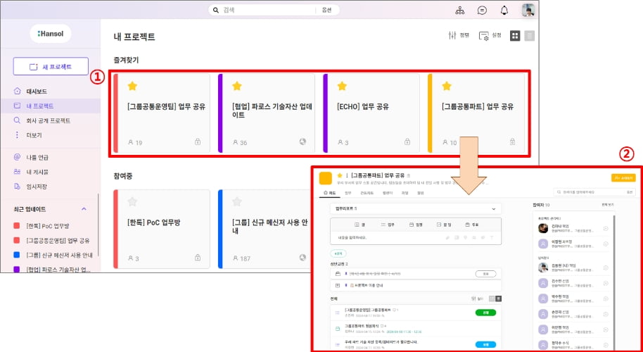 한솔PNS 메신저 기능1